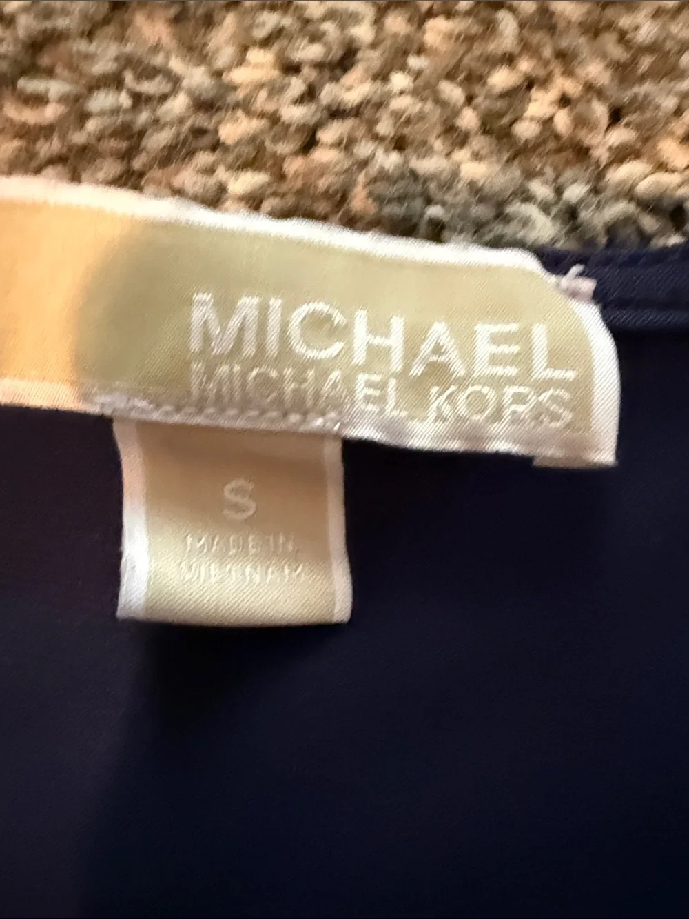 Michael Kors Navy Short Sleeve Top with Ladder Shoulder Cutouts